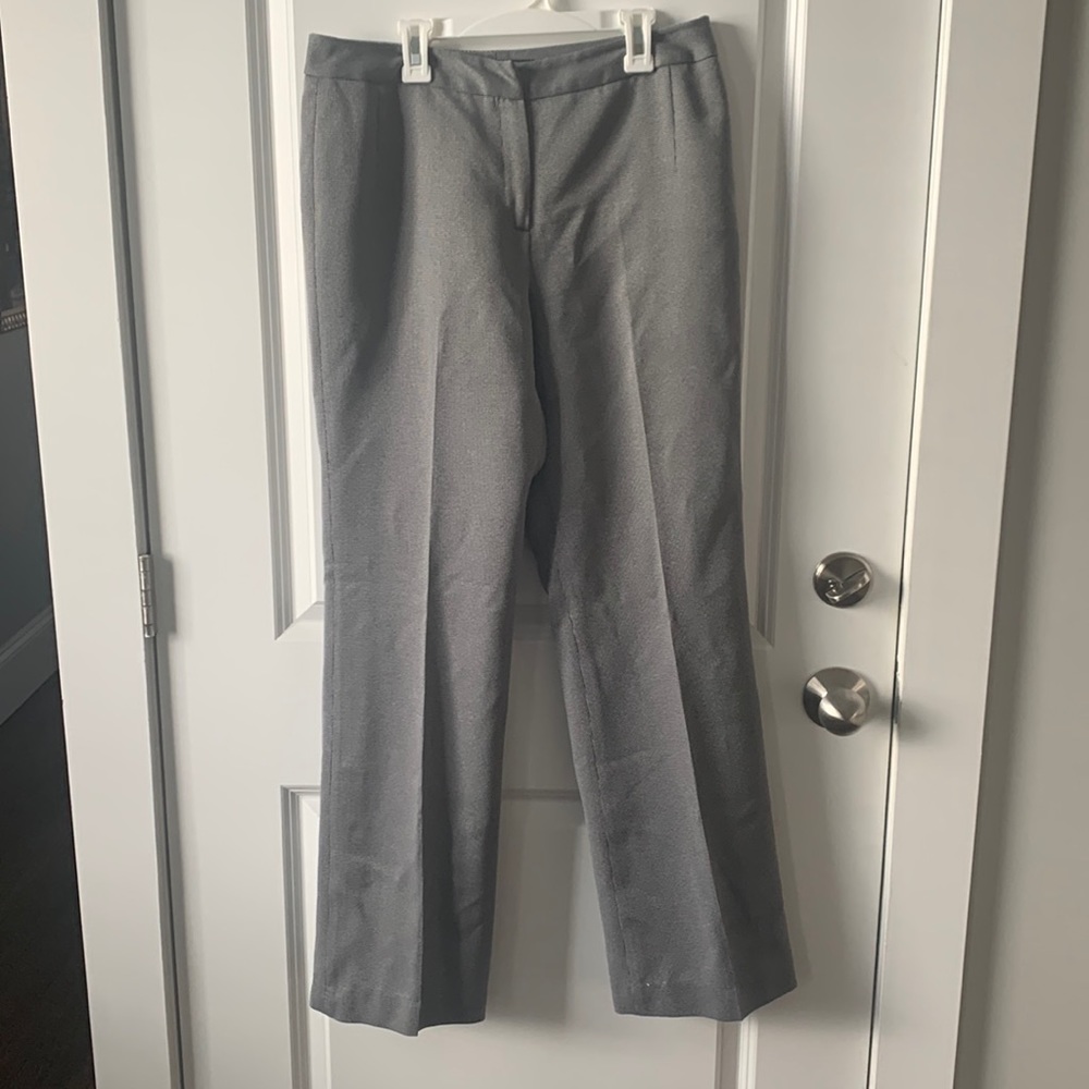 Grey and black work pants, full length